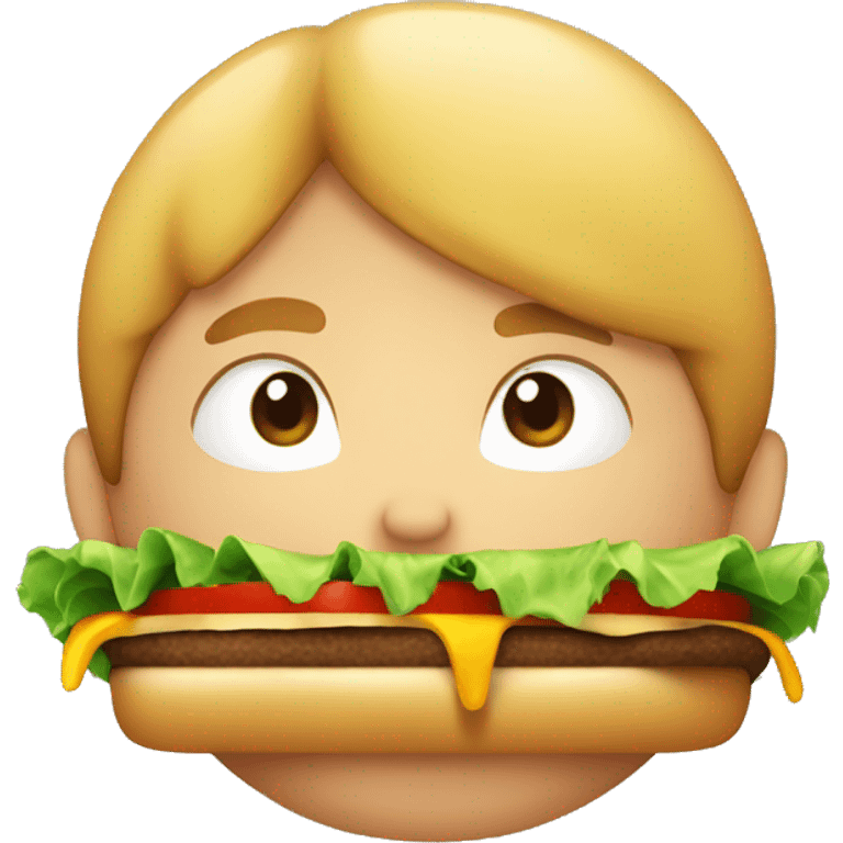 The boy is eating a hamburger emoji