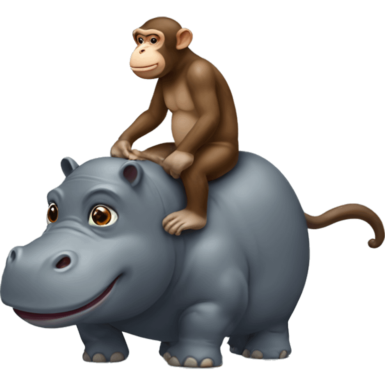 Monkey riding a hippo emoji