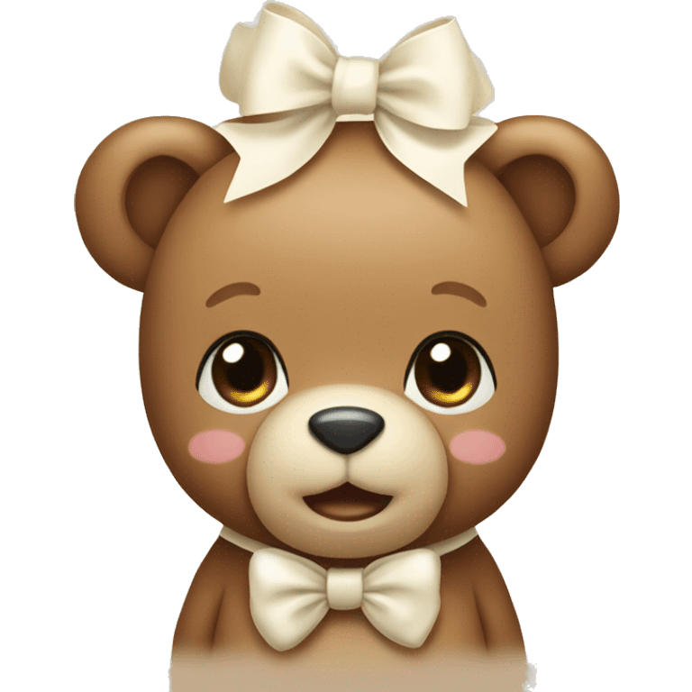 Cute teddy bear with a cream bow emoji