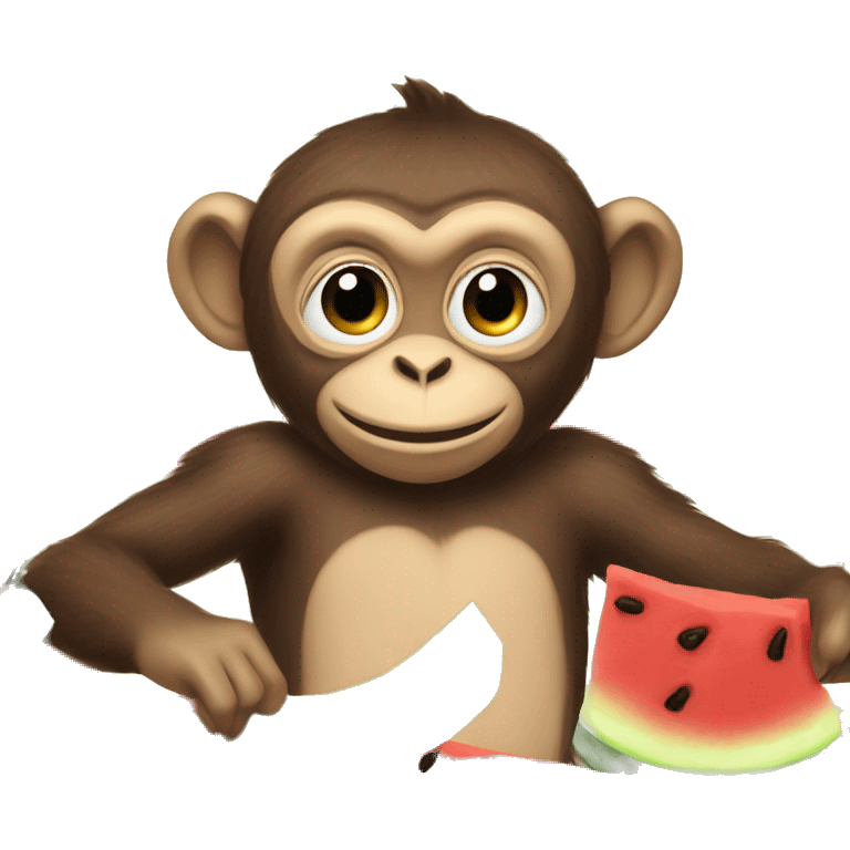 monkey with watermelon and chicken wins emoji