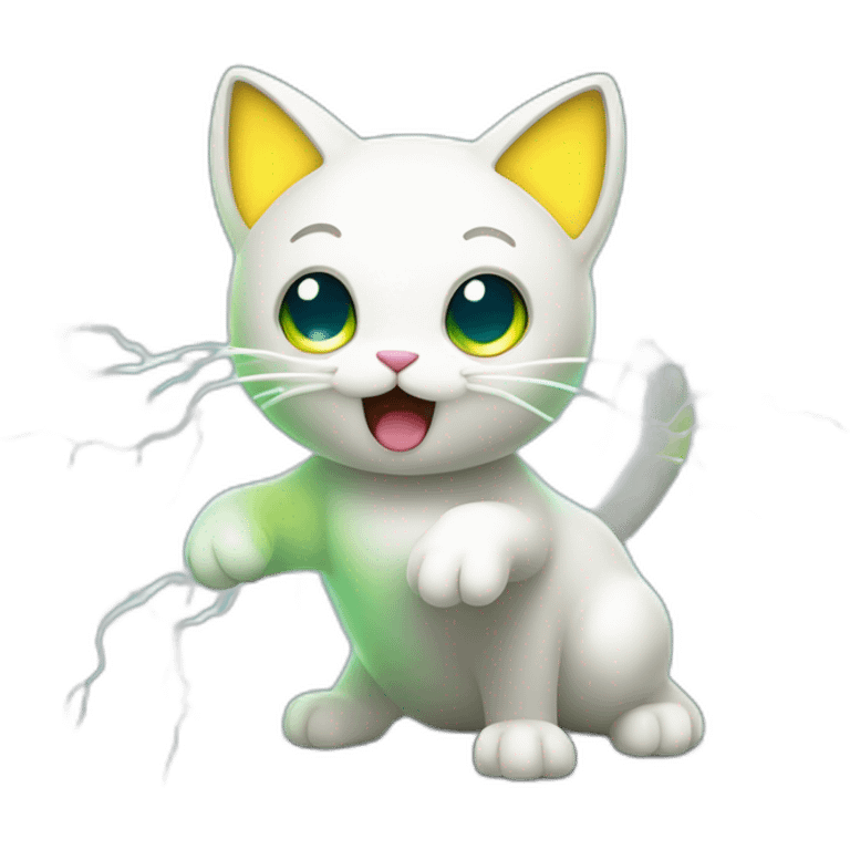 electrical discharge emit electricity cartoon cat like pokemon emoji