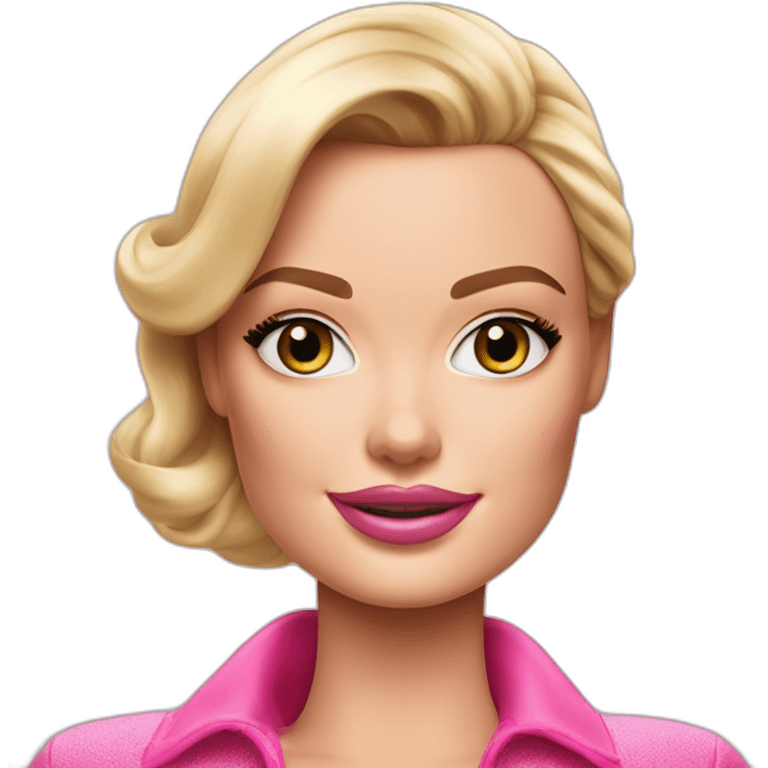 margot robbie as barbie girl, blonde hair, pink clothes emoji