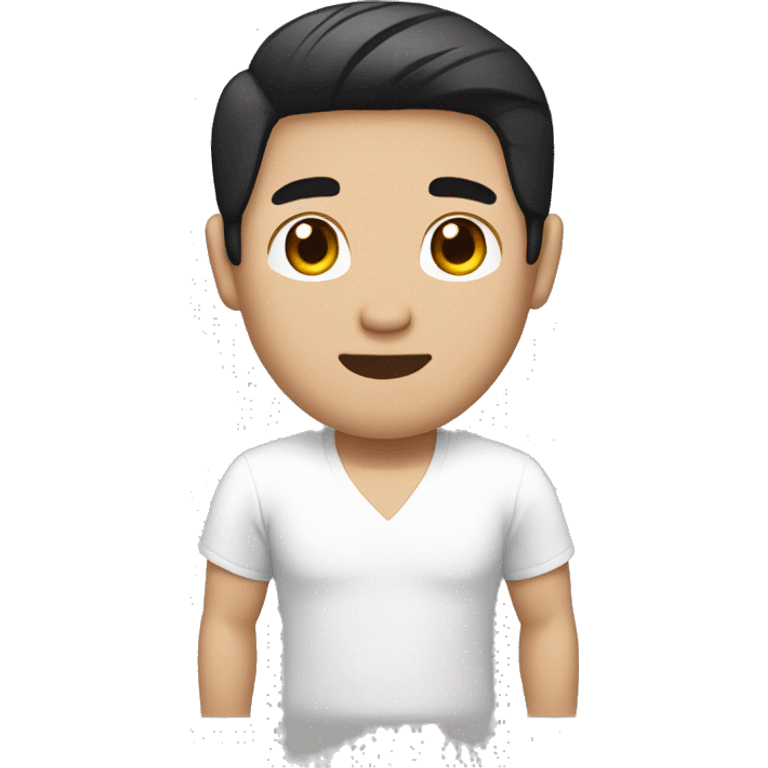 black short hair white skin color asian men with white shirt, make it from soulders and create only one emoji emoji