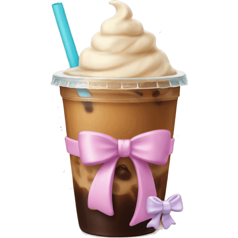 cute iced coffee cup with bows emoji