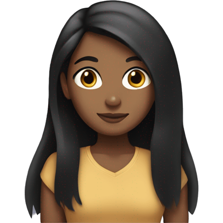 brown girl with straight long black hair emoji