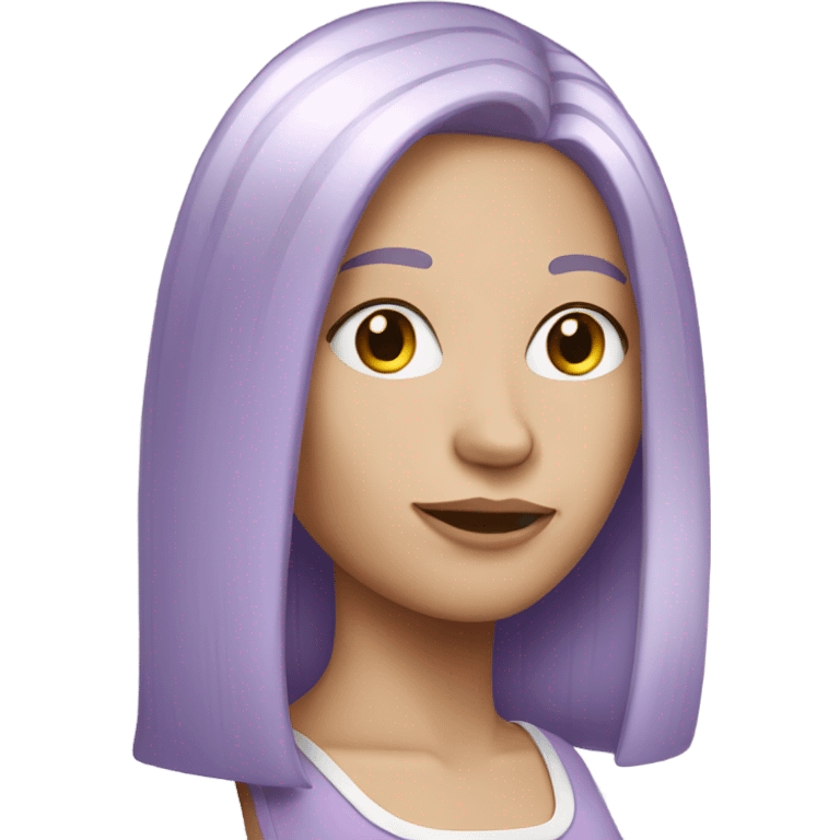 White woman with lilac colored straight hair emoji