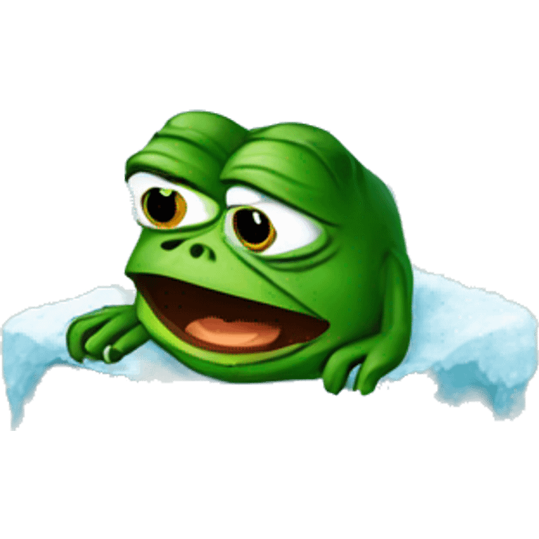 pepe the frog inside an icecube emoji