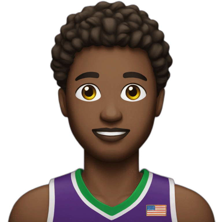 a basketball player in a black, green and purple uniform emoji