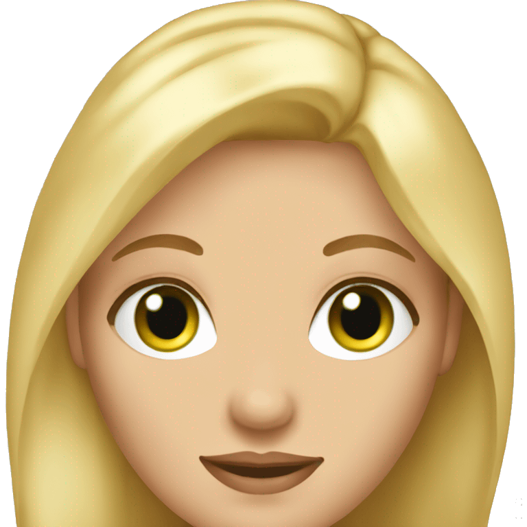 big blonde woman in her 20s. green eyes. emoji