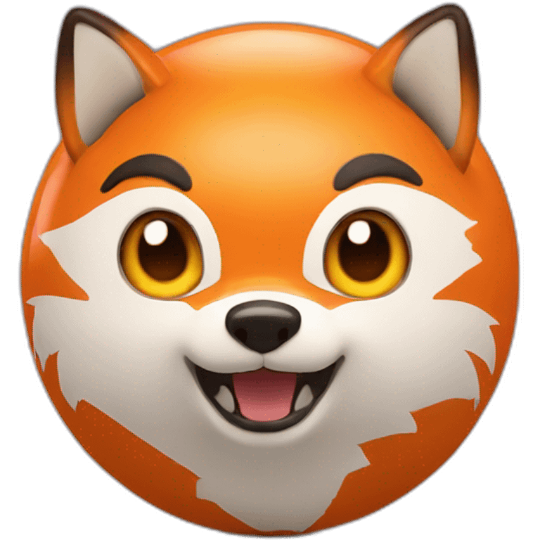 3d sphere with a cartoon fox skin with big eyes emoji