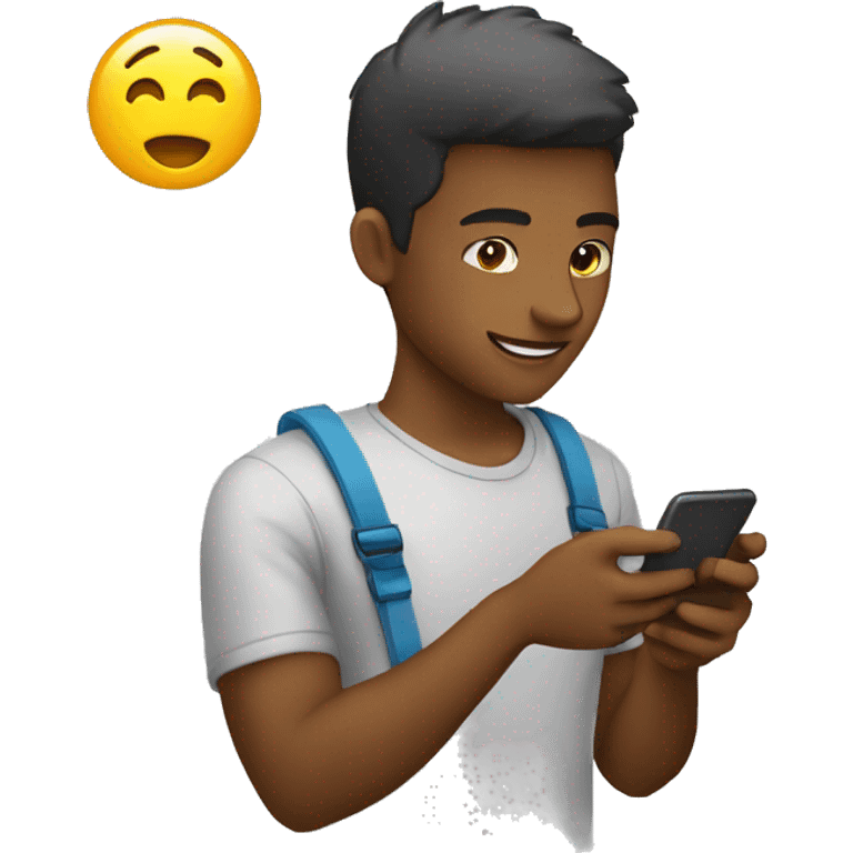 jovem gravando com um celular emoji