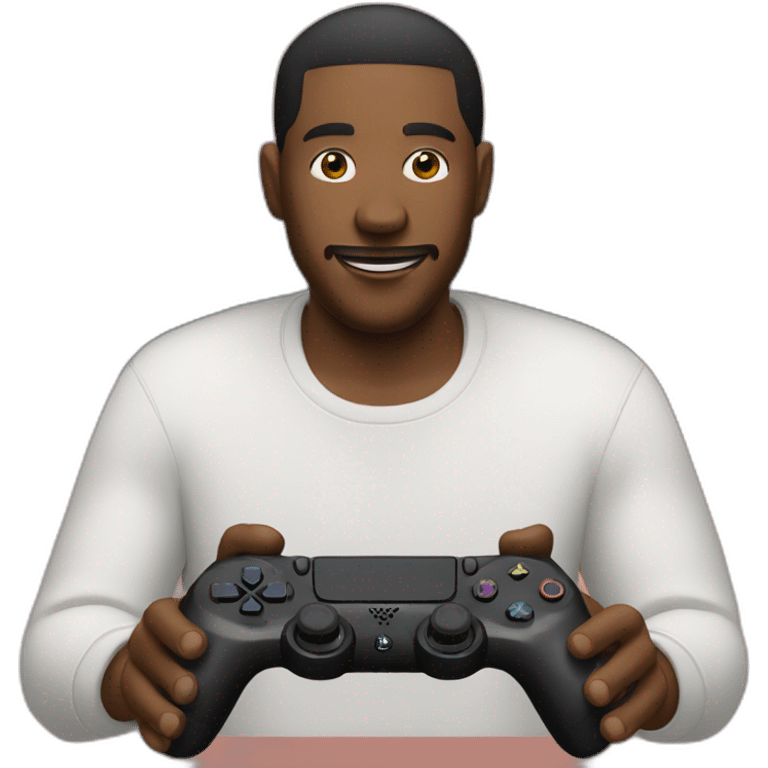 Man playing on console with ps5 controller emoji