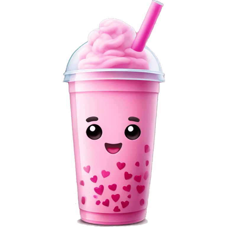 Pink bubble tea with hearts  emoji