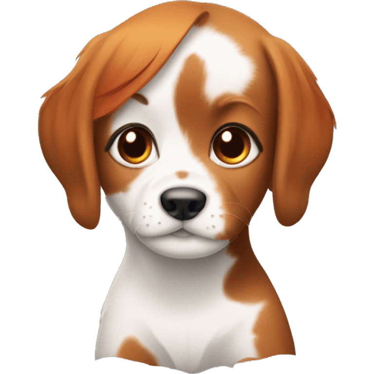 puppy with red head girl owner emoji