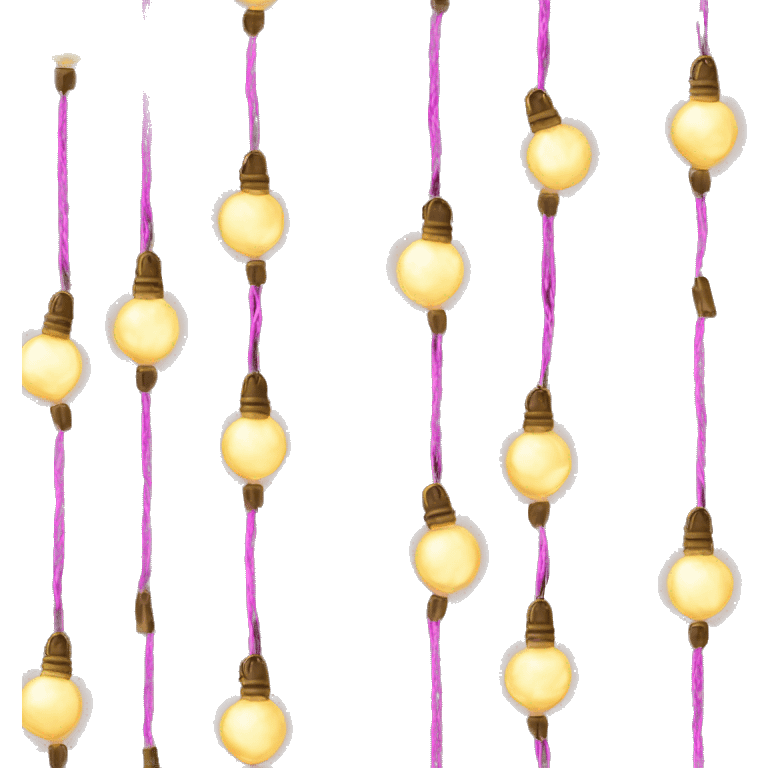 Realistic gold and pink glowing christmas string lights. emoji