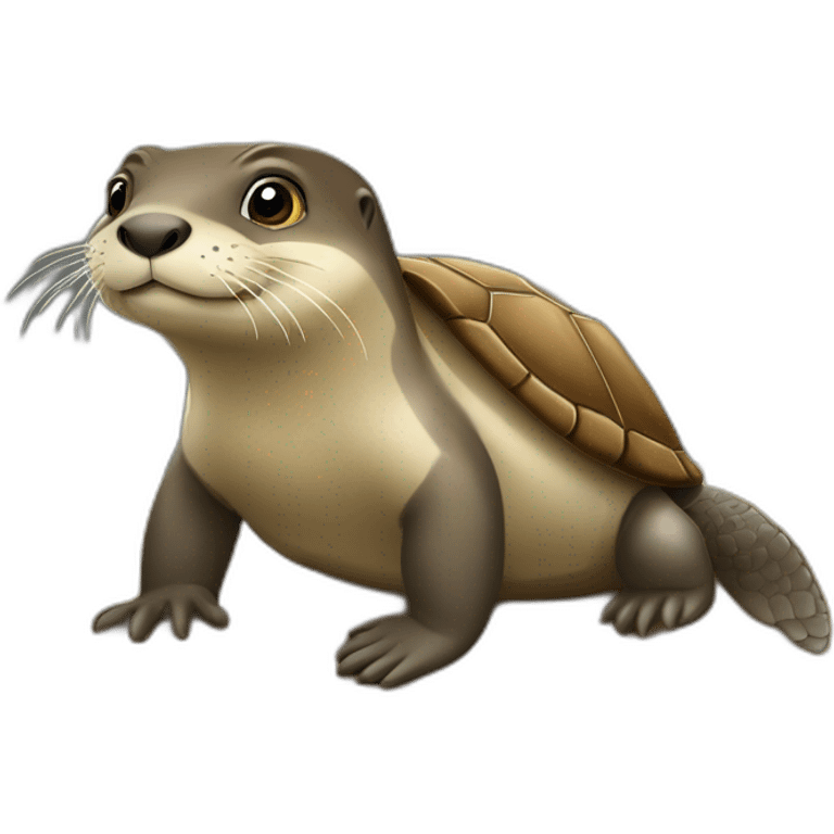 Une loutre sur une tortue emoji