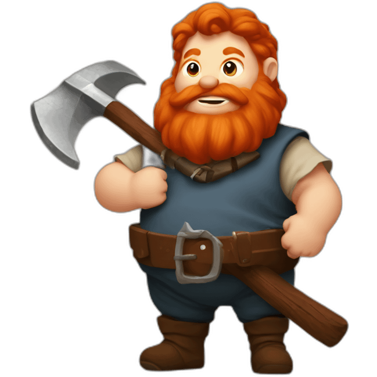 Fat redhead dwarf holding beer and pickaxe emoji