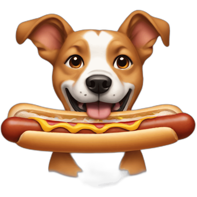 dog eating a hot dog emoji