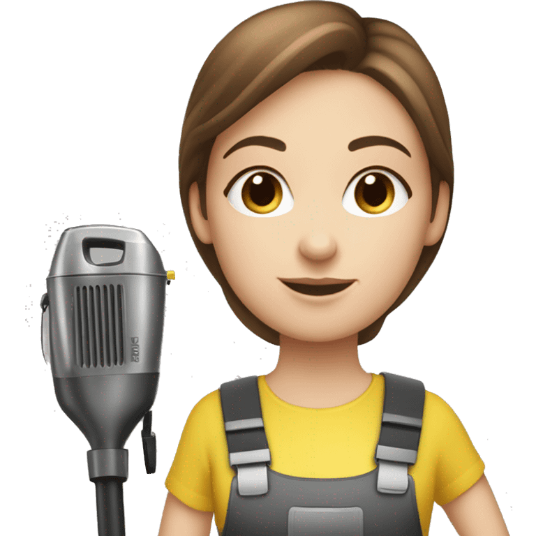  white girl with brown hair with a karcher vacuum cleaner in her hands emoji