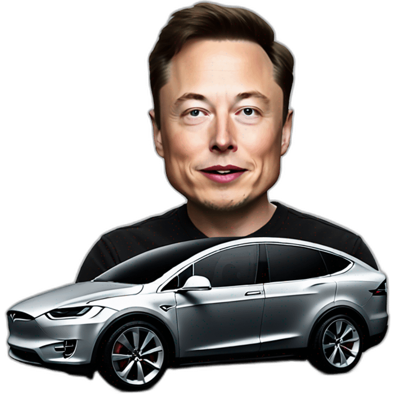 Elon musk with a tesla model x emoji