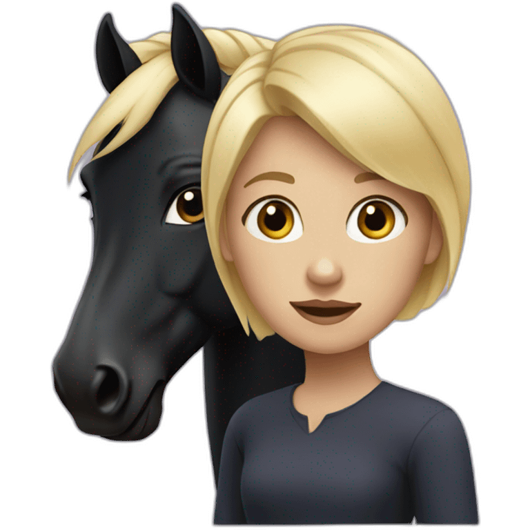 Blond Girl with a Black Horse emoji