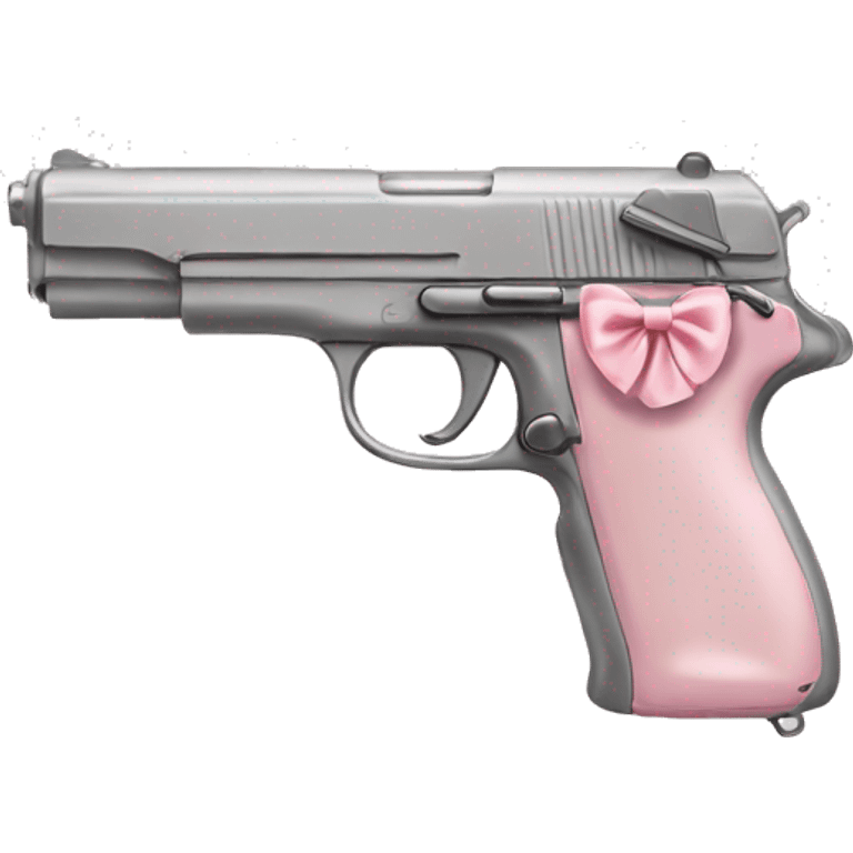 pale pink gun, pale pink bow emoji