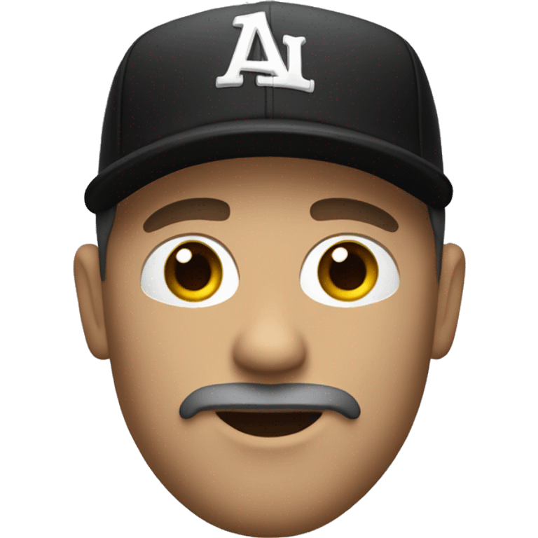 white male with black baseball hat and goatee emoji