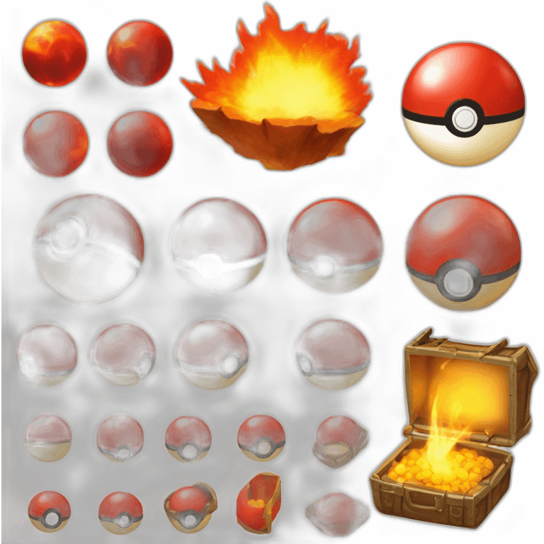 Pokemon Game LootCase Color Red Fire Flame Rich Treasure Legendary Epic Pokeballs and Pokemons Inside this have Shiny Glow emoji