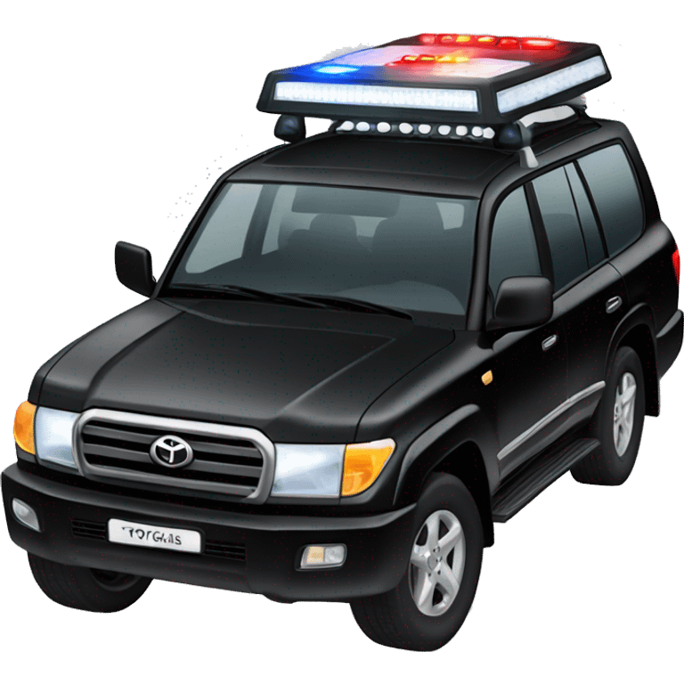 black toyota land cruiser with  activated police lights  emoji