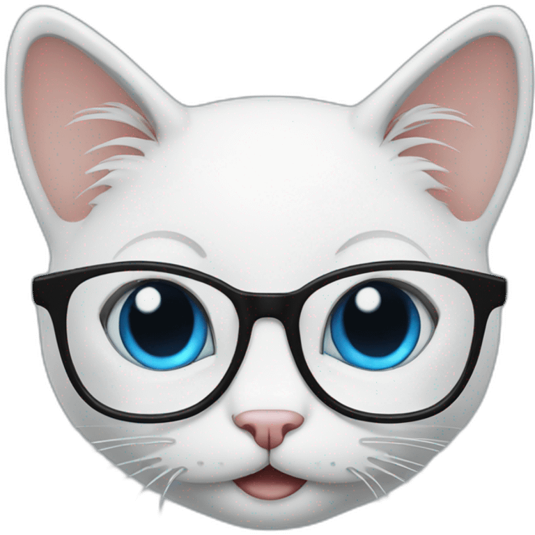 happy cat with blue eyes and black eyeglasses emoji