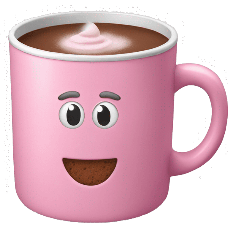 Pink mug with hot chocolate  emoji