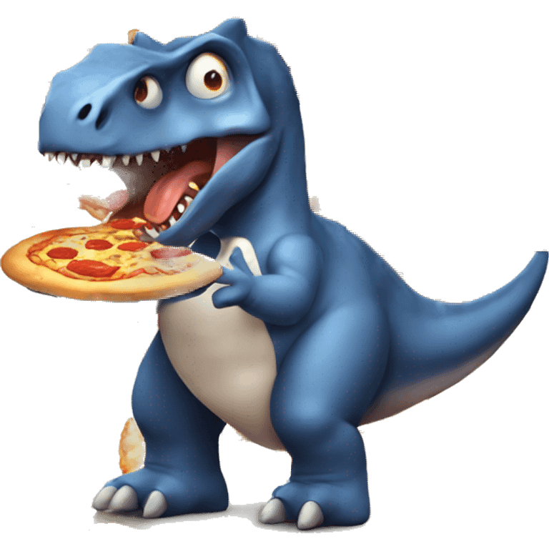 dinosaur eating pizza emoji