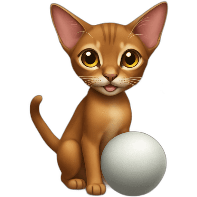 Abyssinian cat play with a small fur ball emoji