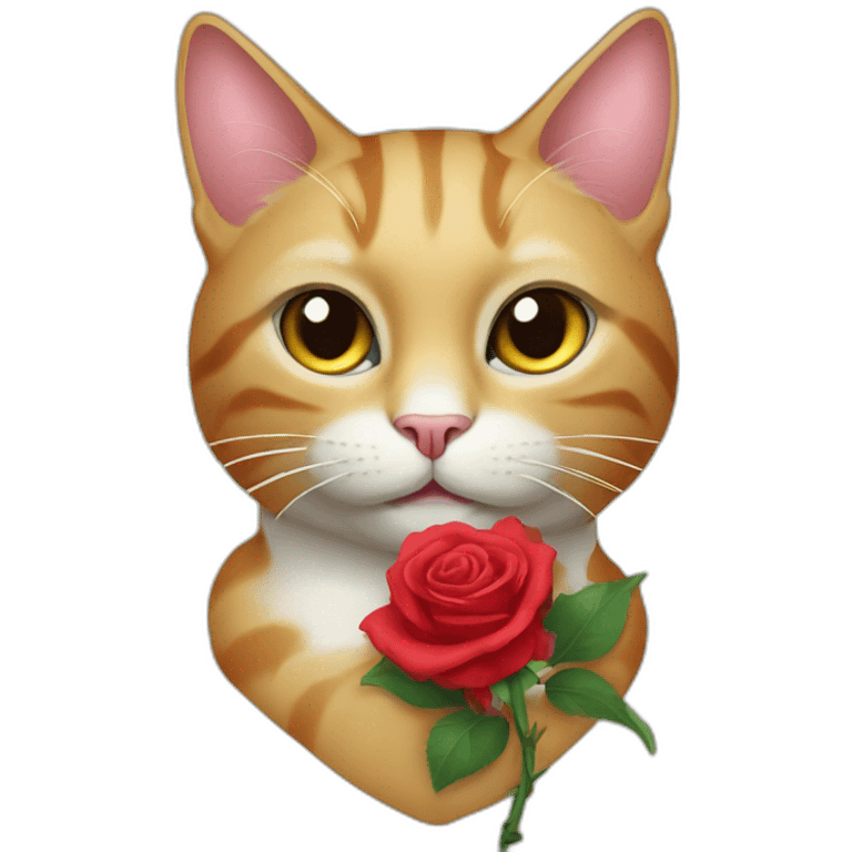 Fancy cat holding a rose in its mouth emoji