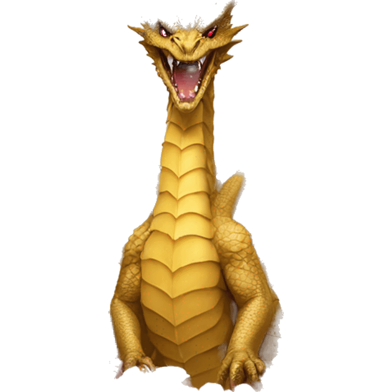 three-headed king ghidorah holds flower emoji