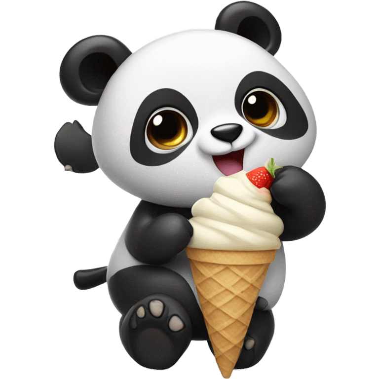 Panda eating ice cream emoji