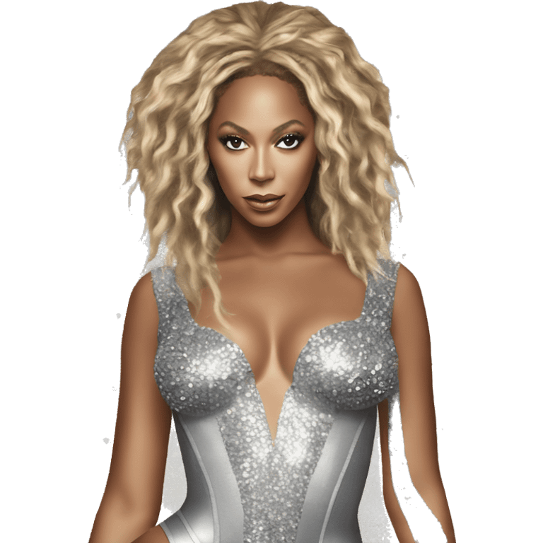 beyonce wearing silver crystal leotard sitting on silver sparkly horse renaissance album cover emoji