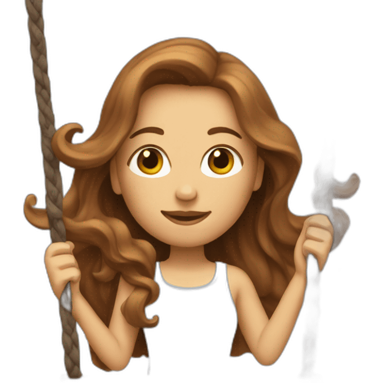 lady with Long brownn Hair on a swing emoji