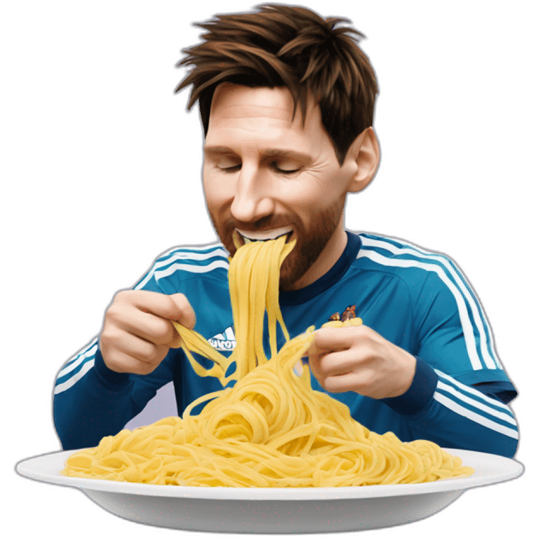 Lionel Messi comiendo pasta emoji