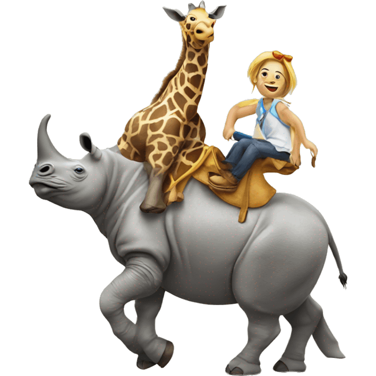 rhino riding giraffe  emoji