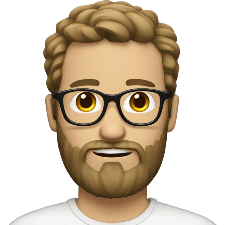 full bearded white guy, black haired with glasses emoji