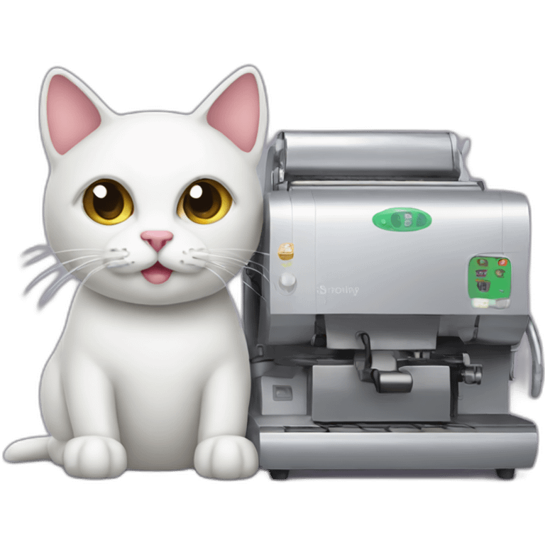 Cat using soja machine emoji