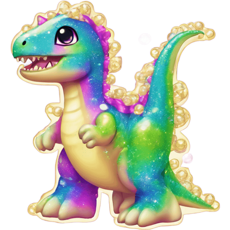 Lisa frank glitter pretty water dinosaur with fins and pearls emoji