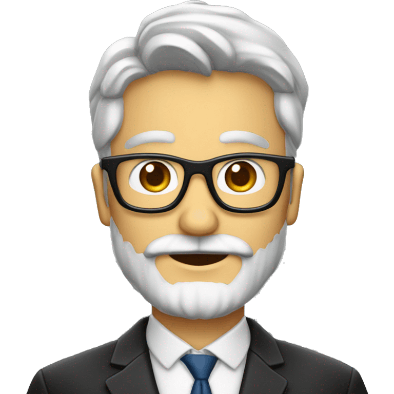 profesor con barba canosa y gafas pasta grandes i negras emoji