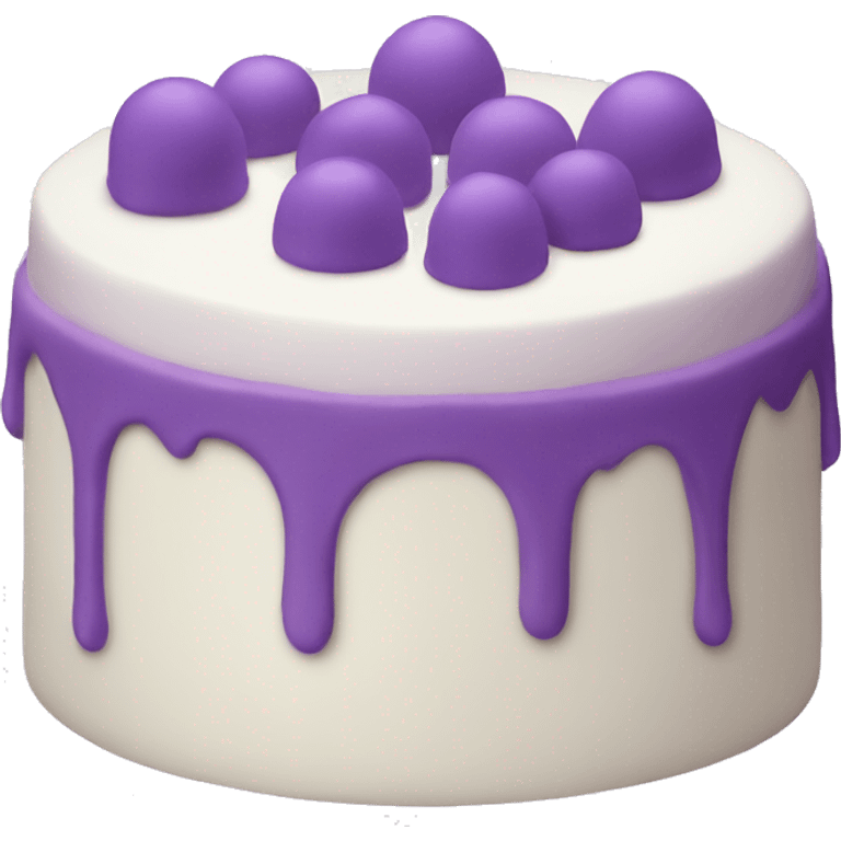 white cake with purple decorations  emoji