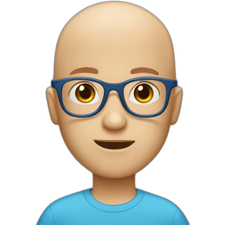 bald boy with glasses and blue shirt emoji