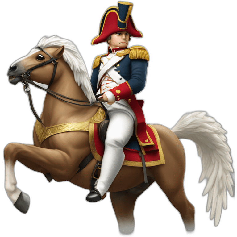 serious angry napoleon on white horse hold a golden eagle emoji