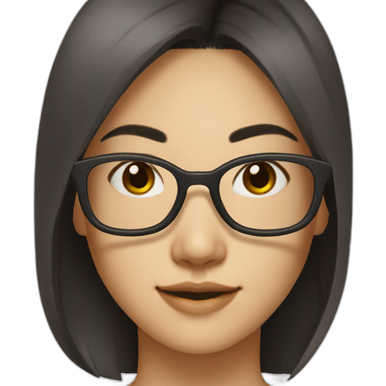 26 year old asian woman with mid length dark hair and brown rectangle glasses emoji