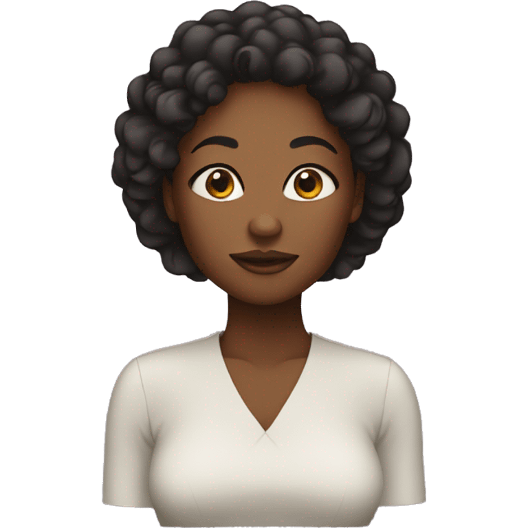 Black woman blushing emoji