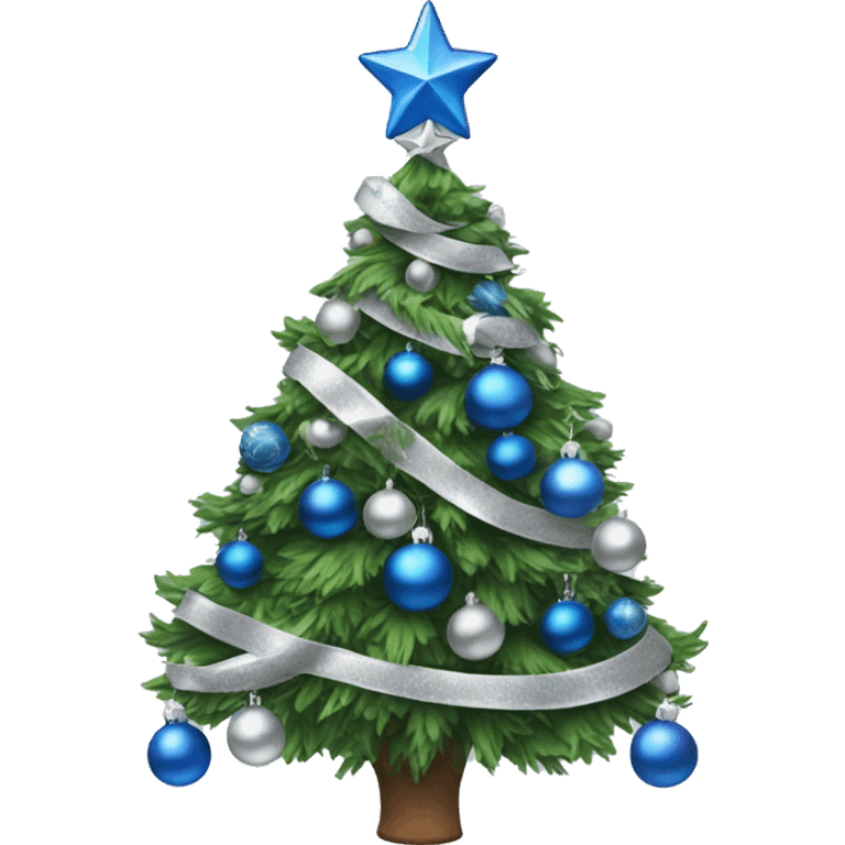 Christmas tree with blue and silver ornaments emoji